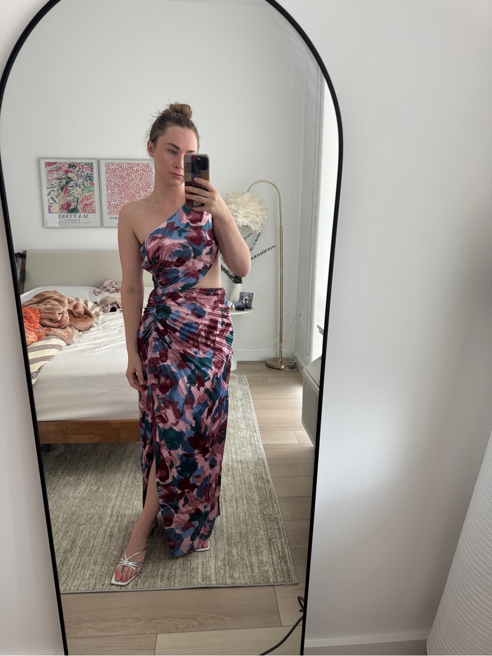 Abercrombie & Fitch One-Shoulder Multicolor Floral Cutout Maxi Dress